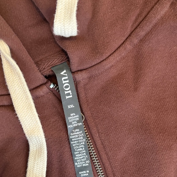 Vuori Chocolate Brown Hoodie with Cream Accents - Picture 2 of 2